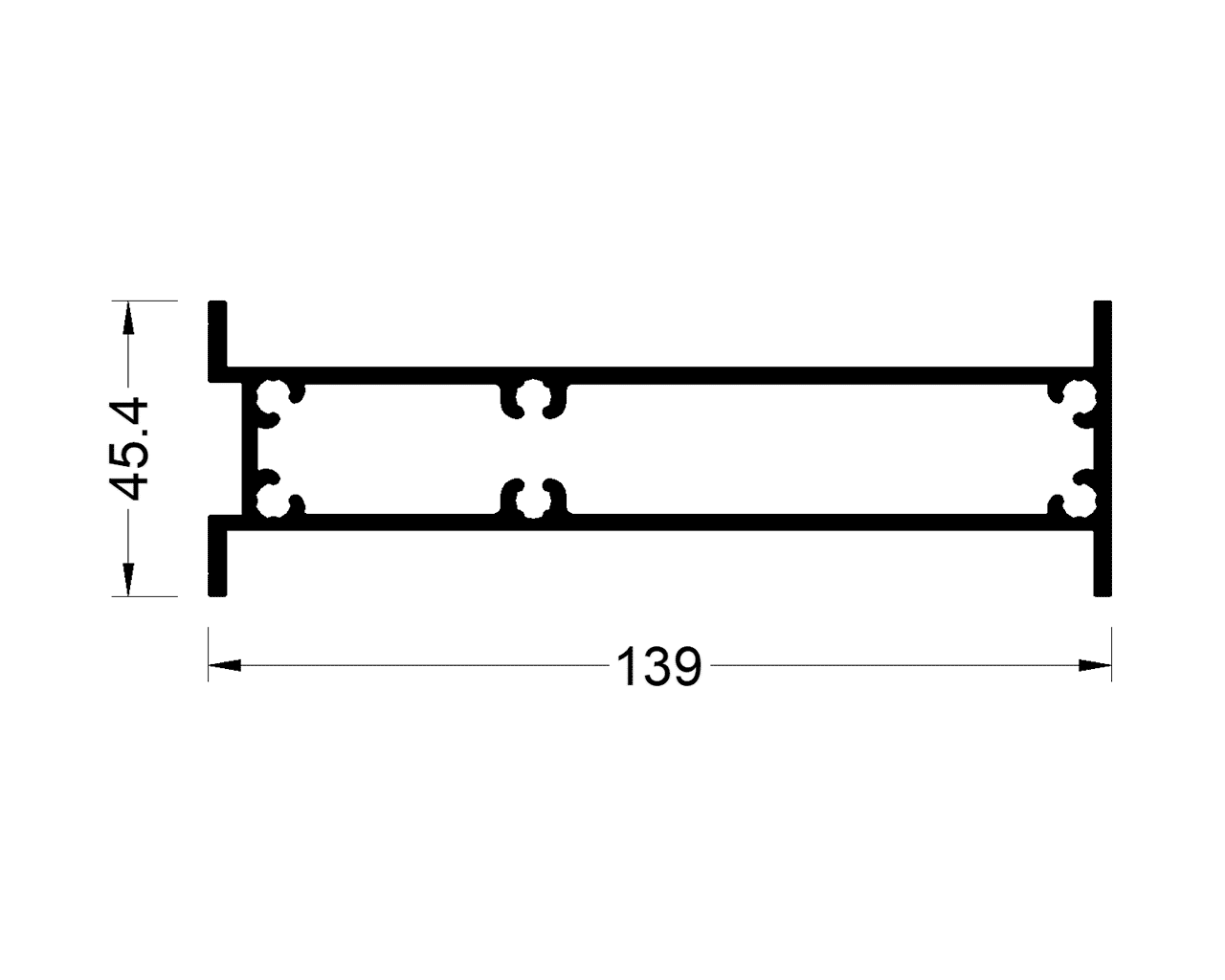 Вставной профиль 45,4x140 мм ALUMARK 3м неокрашенный. Рис. 2