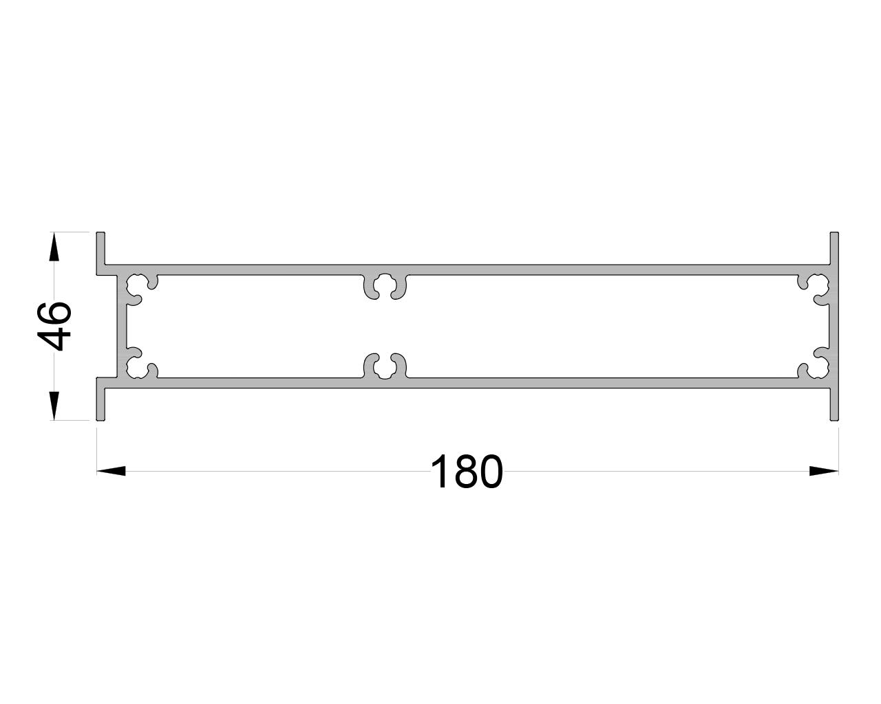 Вставной профиль 45,4x180 мм 3м неокрашенный