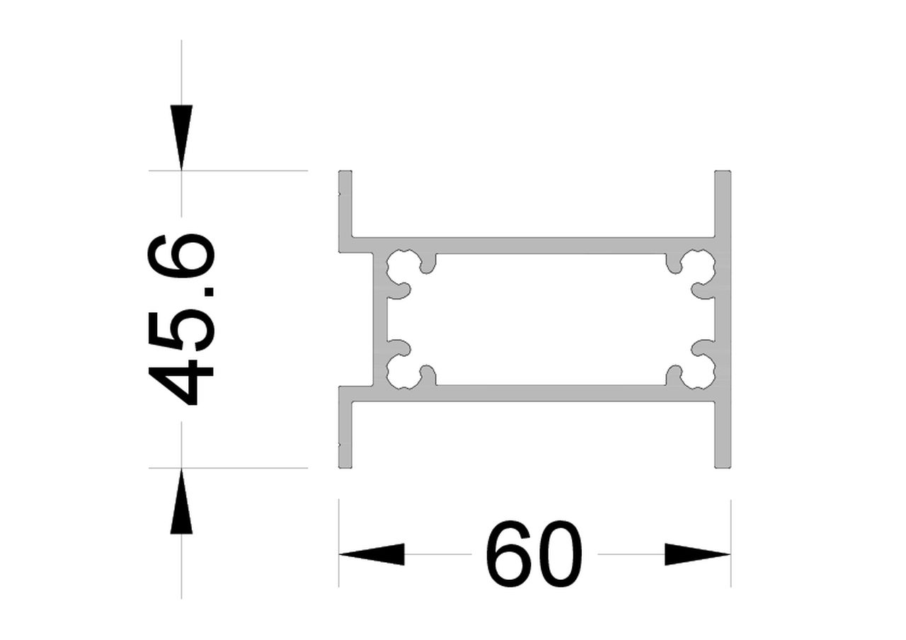 Вставной профиль 45х60 мм 6.8 м неокрашенный. Рис. 1