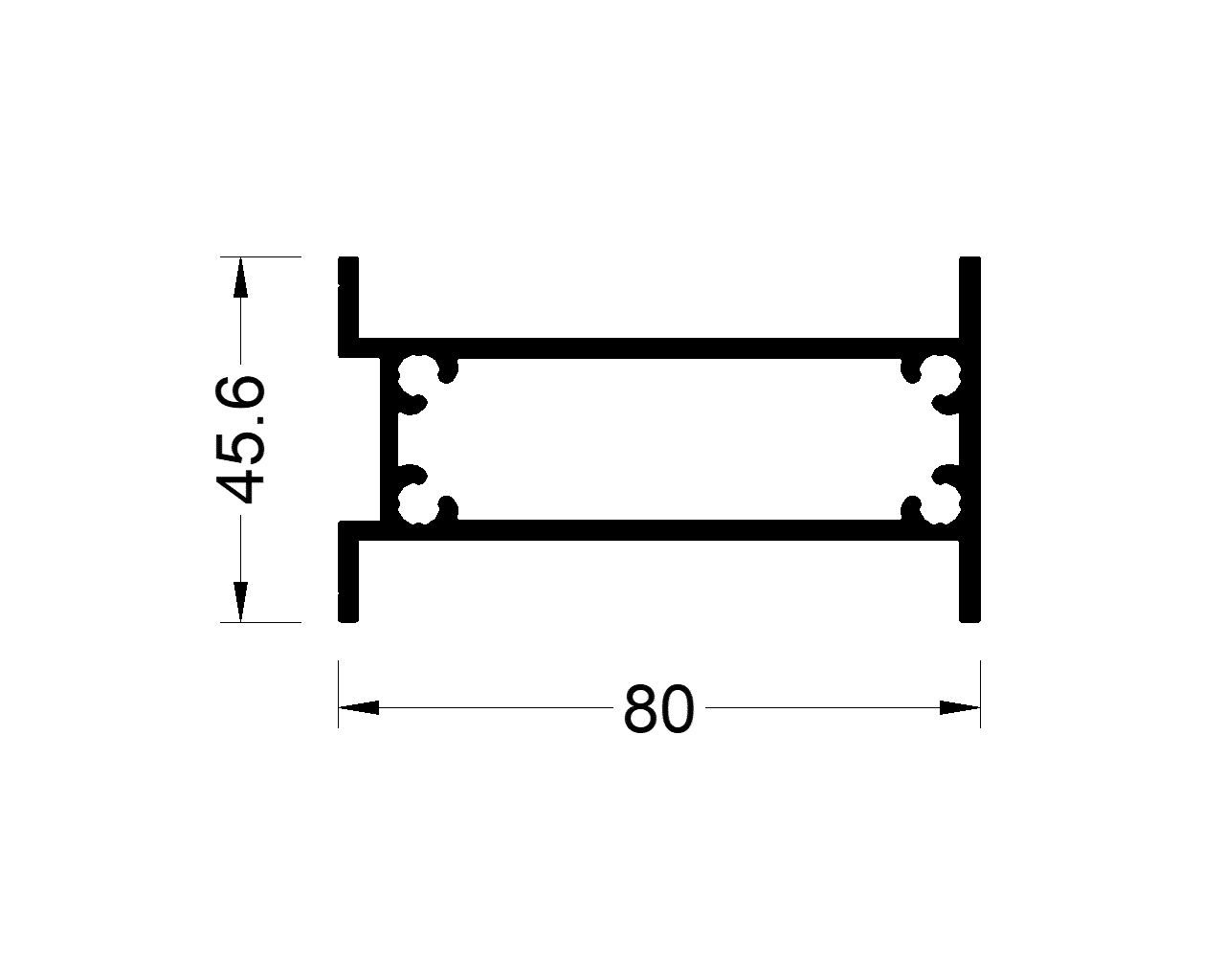 Вставной профиль 45х80 мм 3м неокрашенный. Рис. 2