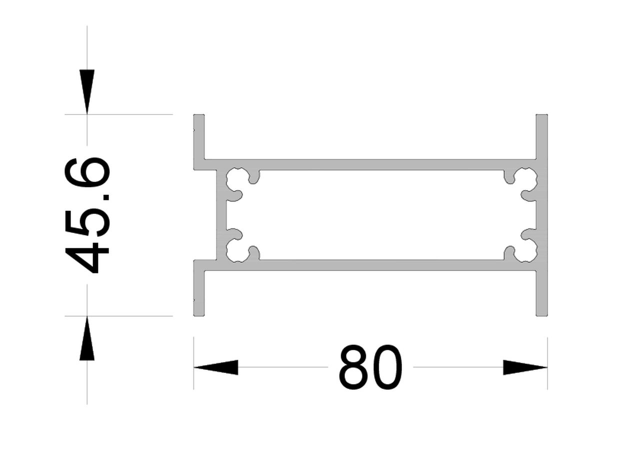 Вставной профиль 45х80 мм 6.8 м неокрашенный