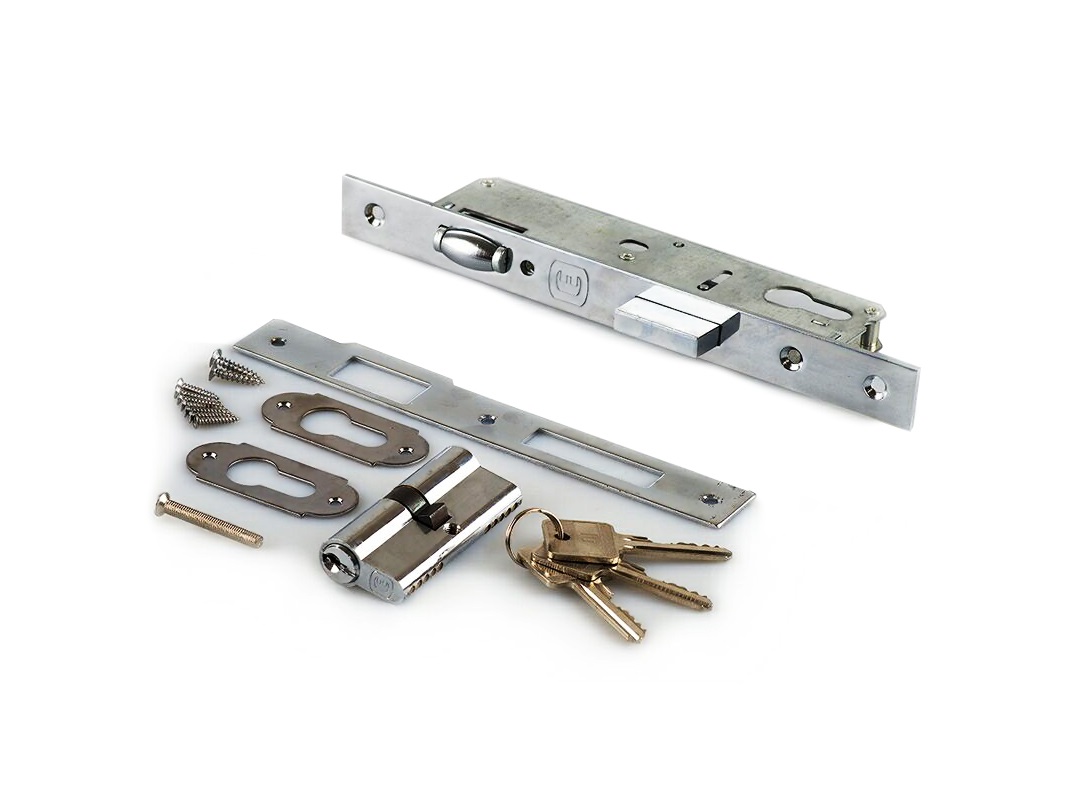 Замок ELEMENTIS ригель с роликом c ответной планкой, 2 накладки с ПЦ 35х35, 3 ключа, 1155/F23/30/85/8. Рис. 1