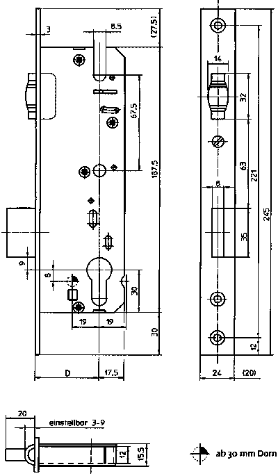 Замок однозапорный с ригелем и роликовой защёлкой KFV 3274460 51/PZ/F16/25. Рис. 2
