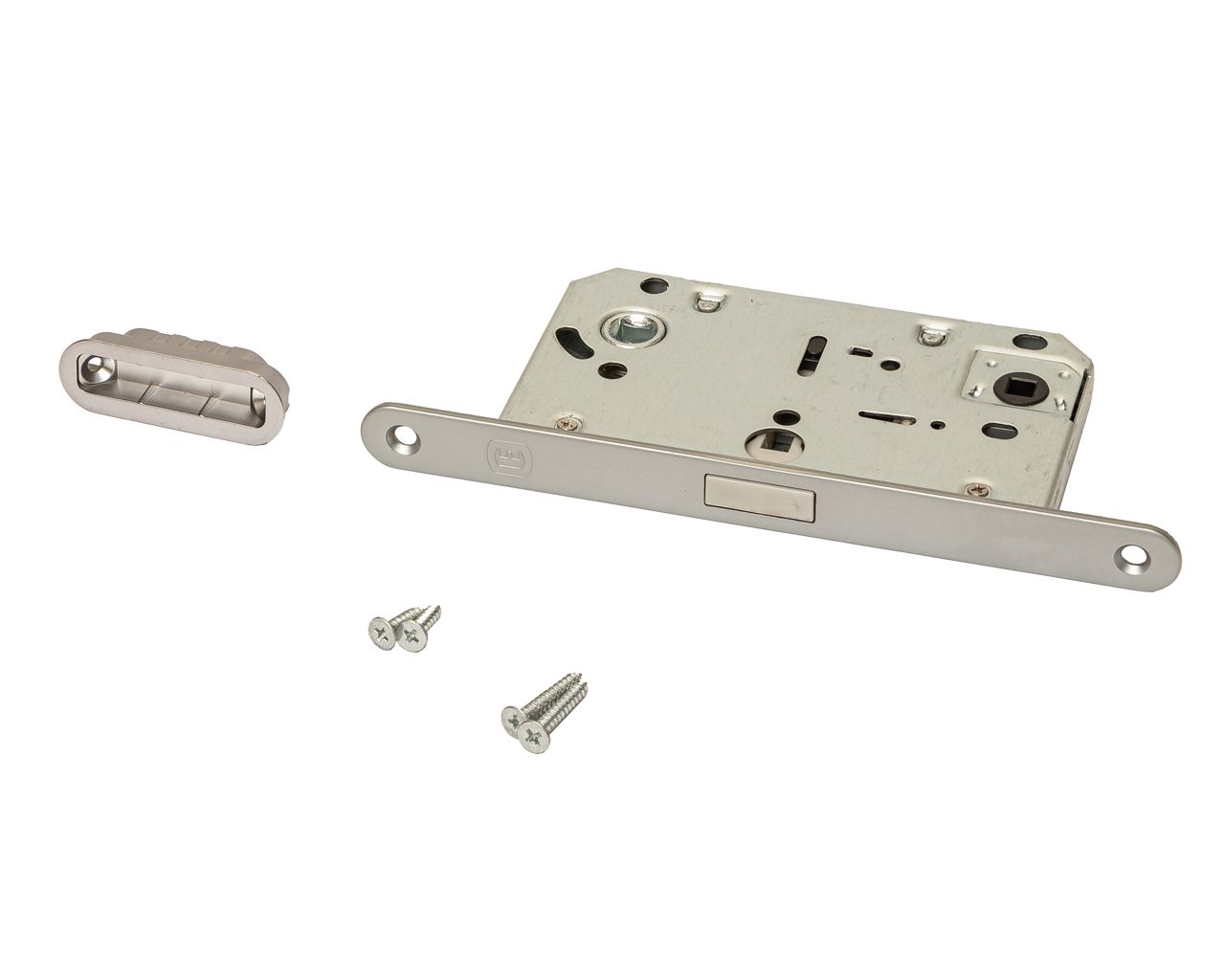 Замок магнитный ELEMENTIS с ответной планкой, 50x96x18, для сантехнических узлов , универсальный, хром матовый. Рис. 1