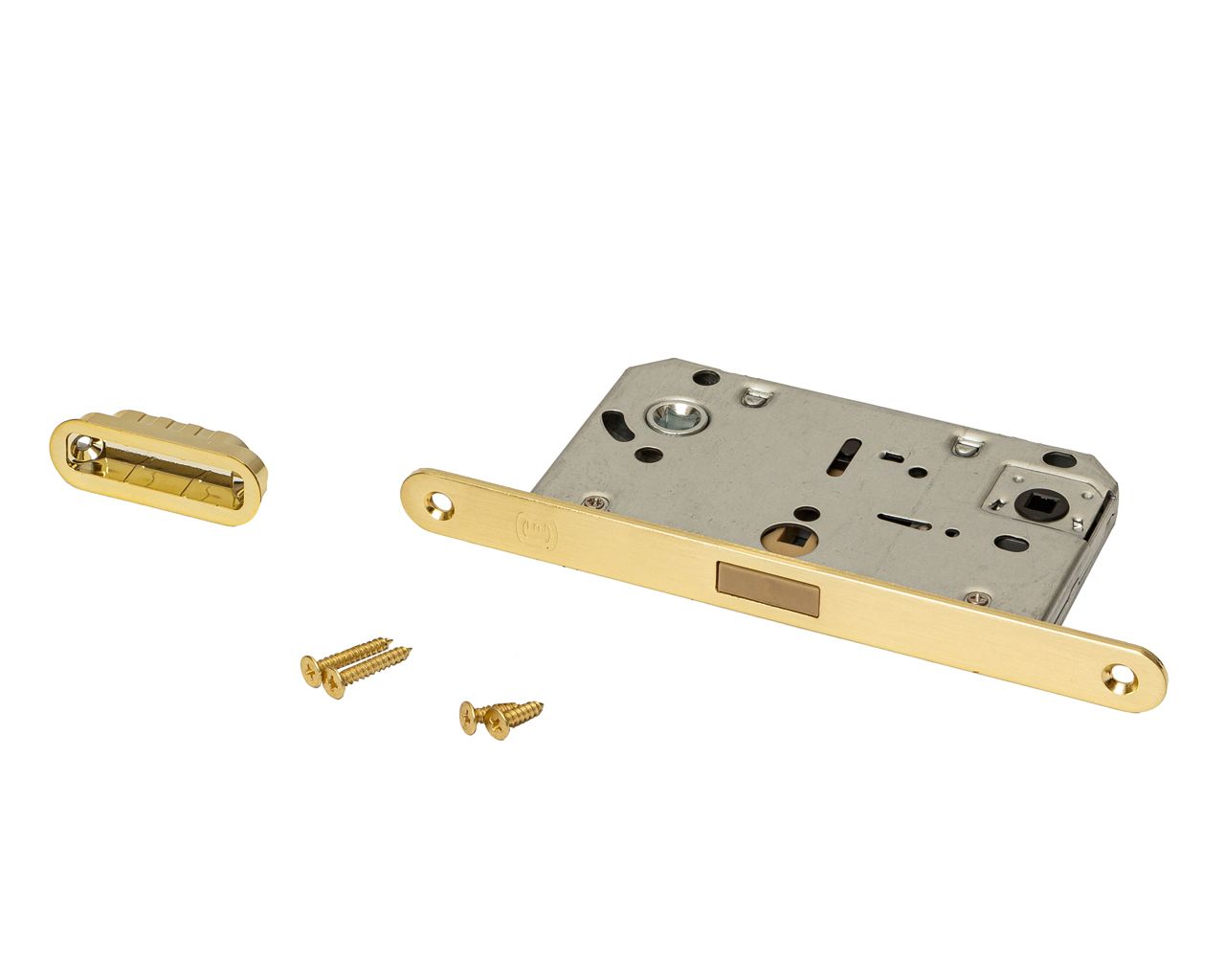 Замок магнитный ELEMENTIS с ответной планкой, 50x96x18, для сантехнических узлов , универсальный, латунь матовая. Рис. 1