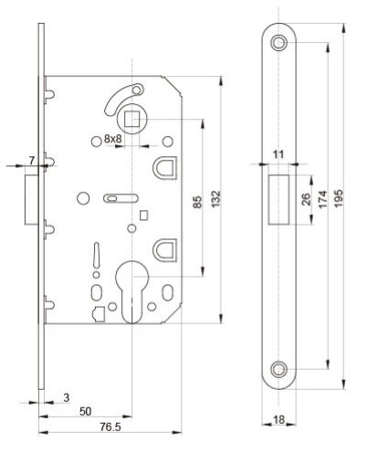 Замок магнитный MAXBAR с ответной планкой, 50x85x18, PZ, универсальный, хром матовый. Рис. 3