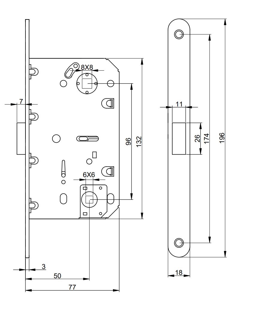 Замок магнитный MAXBAR с ответной планкой, 50x96x18, для сантехнических узлов , универсальный, бронза античная. Рис. 2
