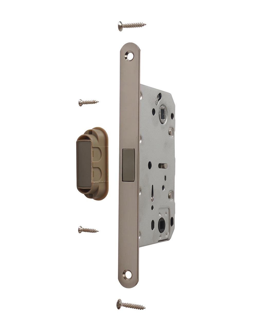 Замок магнитный MAXBAR с ответной планкой, 50x96x18, для сантехнических узлов , универсальный, никель матовый. Рис. 2 Замок магнитный MAXBAR с ответной планкой, 50x96x18, для сантехнических узлов , универсальный, никель матовый. Рис. 2