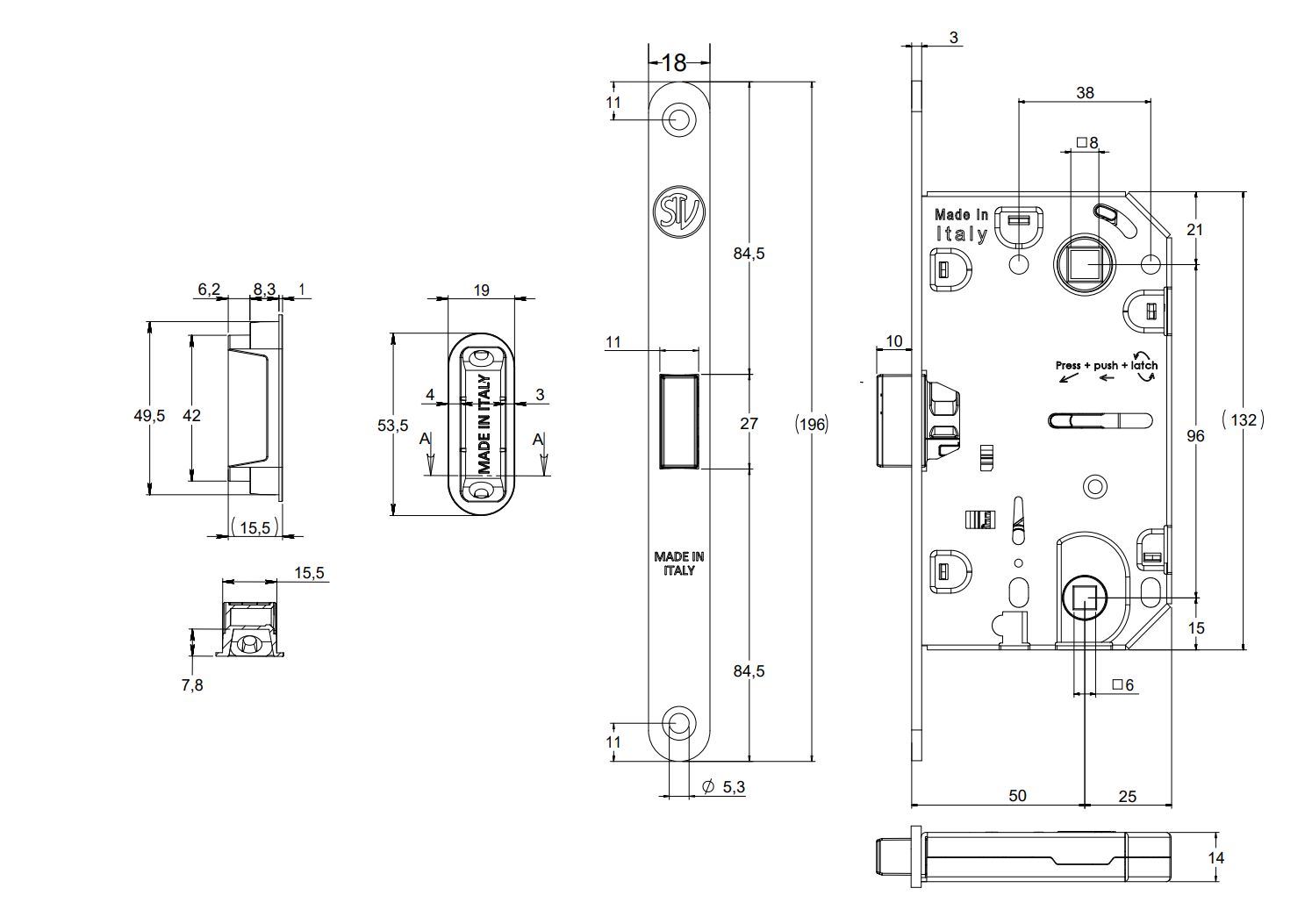 Замок магнитный WC 50x8x96x6 штульп овал 18 мм, никель полированный с ответной планкой W7 и винтами. Рис. 2 Замок магнитный WC 50x8x96x6 штульп овал 18 мм, никель полированный с ответной планкой W7 и винтами. Рис. 2