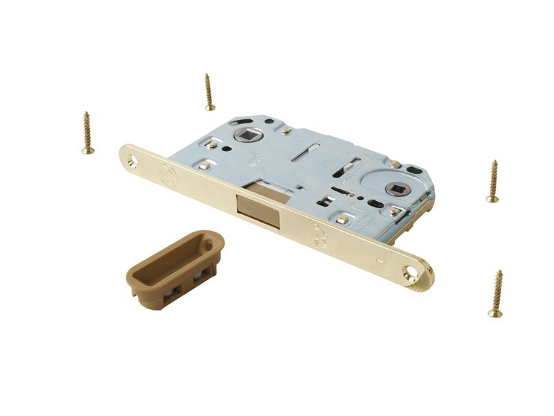 Замок магнитный WC 50x8x96x6 штульп овал 18 мм, латунь полированная с ответной планкой W7 и винтами. Рис. 3 Замок магнитный WC 50x8x96x6 штульп овал 18 мм, латунь полированная с ответной планкой W7 и винтами. Рис. 3