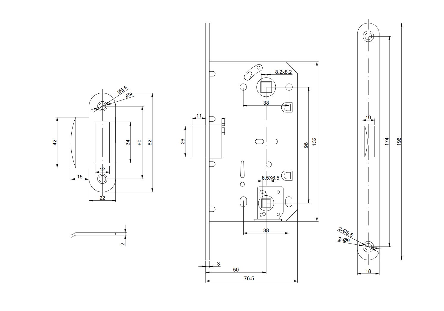Замок механический MAXBAR с пластиковой защелкой, с ответной планкой для дверей без наплава и пластиковым карманом, универсальный, для сантехнических узлов, 50x96x18, бронза античная. Рис. 2 Замок механический MAXBAR с пластиковой защелкой, с ответной планкой для дверей без наплава и пластиковым карманом, универсальный, для сантехнических узлов, 50x96x18, бронза античная. Рис. 2