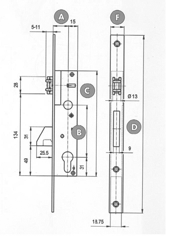Замок с роликом U-штульпом Vektor, выпадающий ригель, 35/24/8. Рис. 2 Замок с роликом U-штульпом Vektor, выпадающий ригель, 35/24/8. Рис. 2