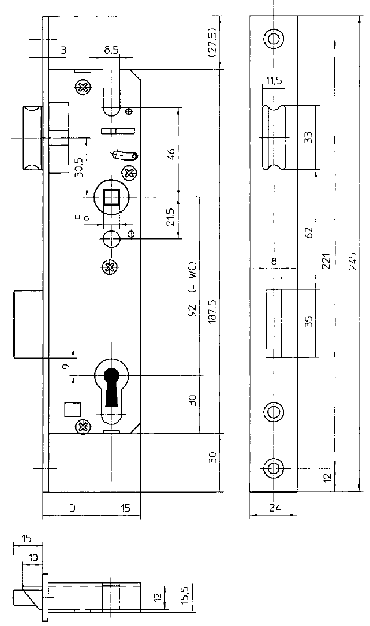 Замок однозапорный с ригелем и фалевой защёлкой KFV 3445074 28/PZW/F16/22/92/8. Рис. 2