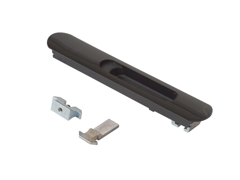 Защёлка балконная ELEMENTIS со скрытым монтажом 3 части RAL9005 черный с черным ползунком. Рис. 1 Защёлка балконная ELEMENTIS со скрытым монтажом 3 части RAL9005 черный с черным ползунком. Рис. 1