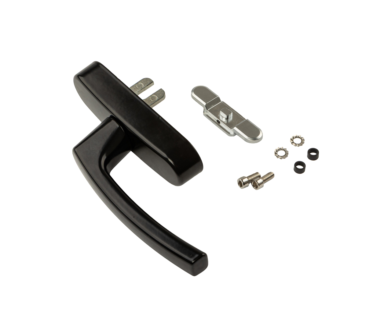 Ручка 001 с вилкой, чёрная, RAL9005 (ручка+планка приёмная+крепёж). Рис. 1