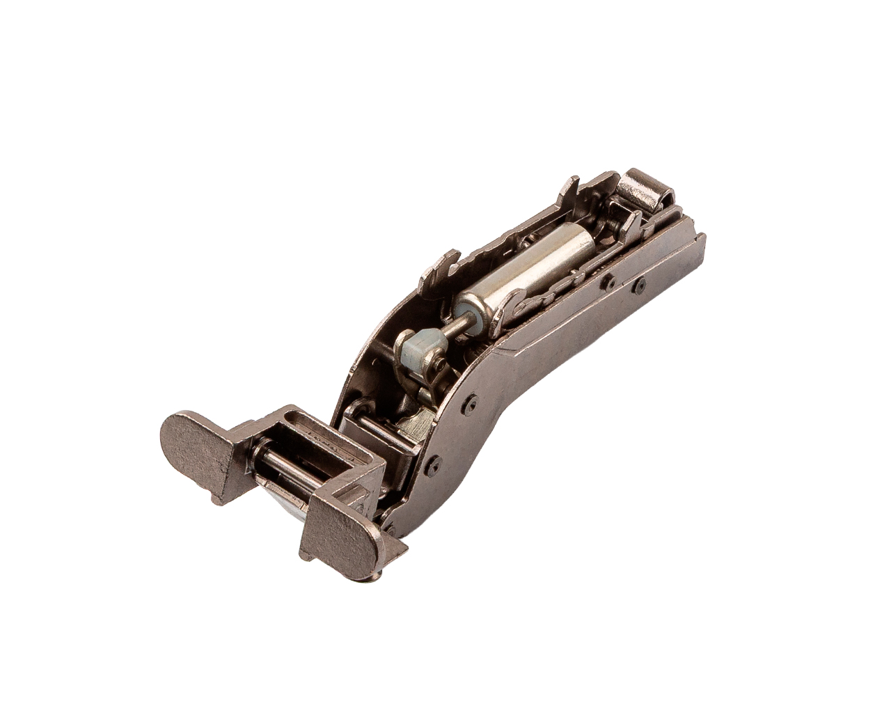 Петля для вкладных дверей с фасадом из алюминиевой рамки Alphalux Titan Clip-On, c доводчиком, угол открывания 100°, титан. Рис. 2 Петля для вкладных дверей с фасадом из алюминиевой рамки Alphalux Titan Clip-On, c доводчиком, угол открывания 100°, титан. Рис. 2