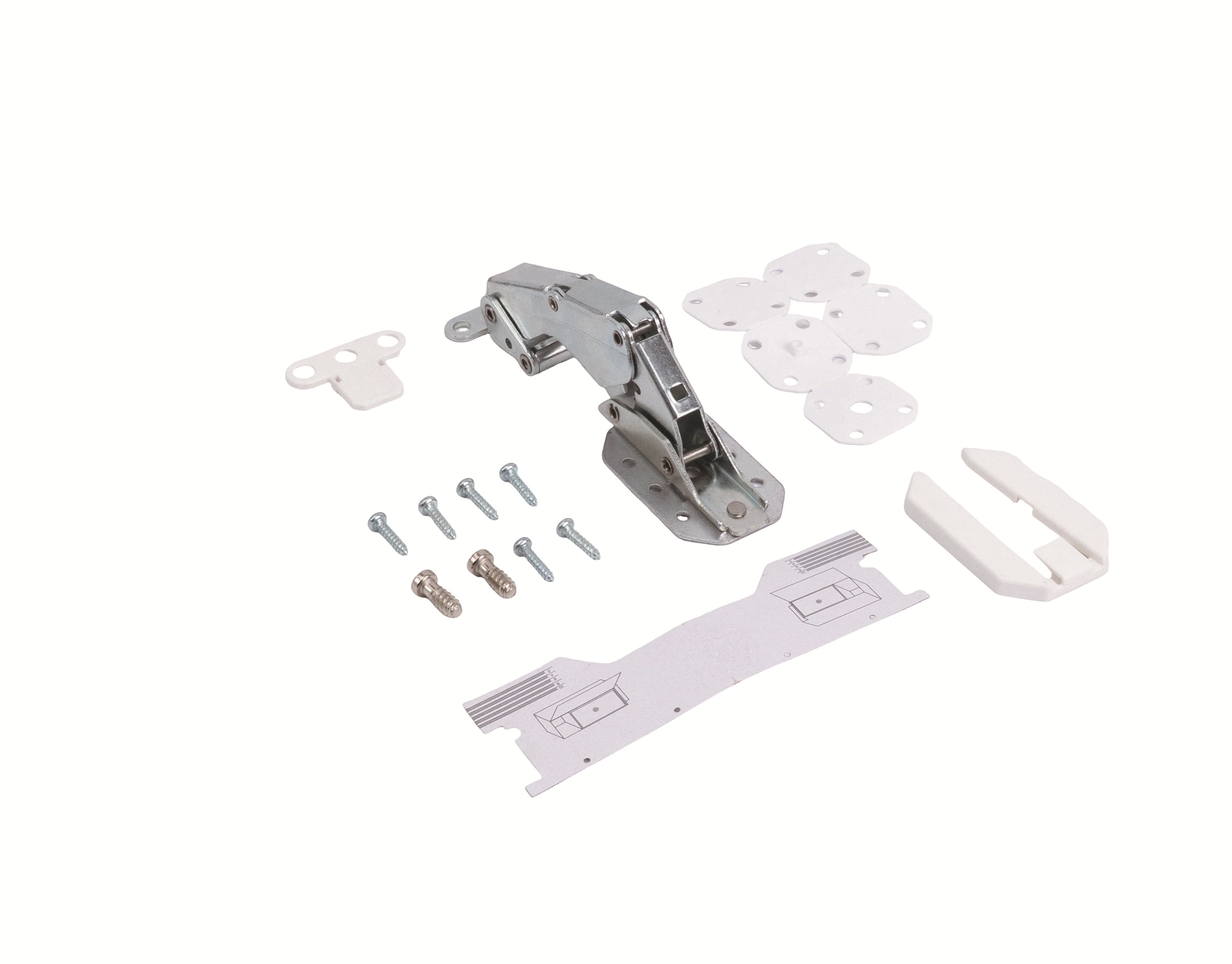 Петля Alphalux для фасада встроенного холодильника, без доводчика, угол открывания 115°, никель. Рис. 1