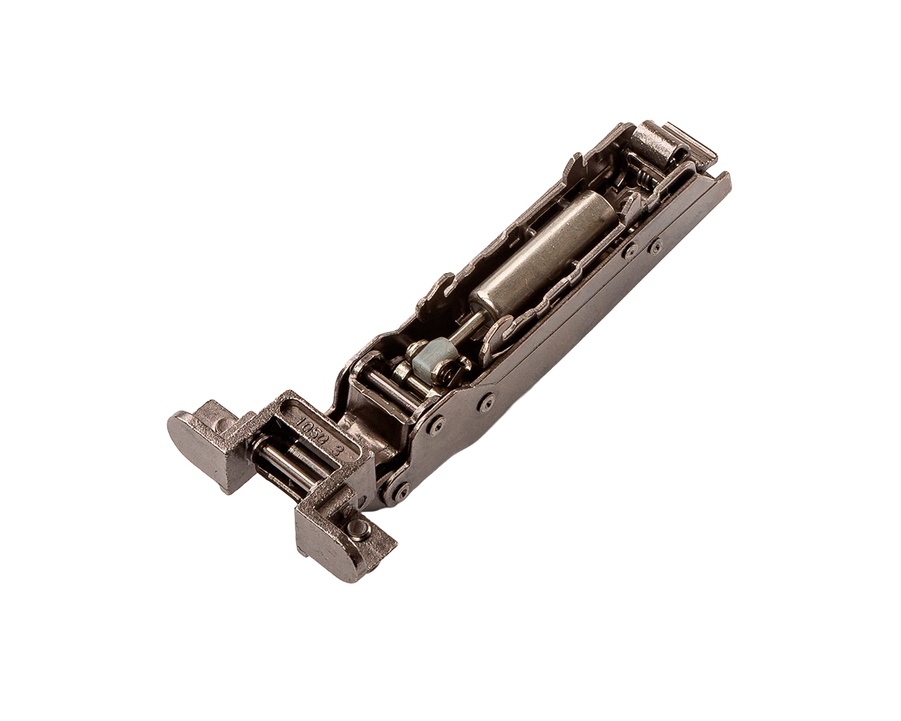 Петля для накладных дверей с фасадом из алюминиевой рамки Alphalux Titan Clip-On, c доводчиком, угол открывания 100°, титан. Рис. 2 Петля для накладных дверей с фасадом из алюминиевой рамки Alphalux Titan Clip-On, c доводчиком, угол открывания 100°, титан. Рис. 2