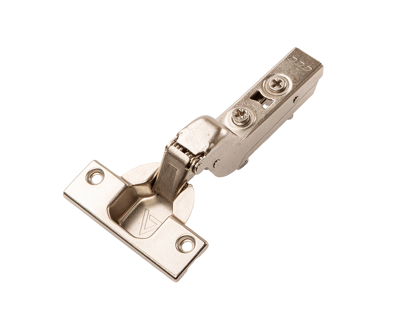 Петля для Вкладных дверей Alphalux Clip-On, without damper, угол открывания 100°, 52 мм, чашка 35 мм, никель. Рис. 1 Петля для Вкладных дверей Alphalux Clip-On, without damper, угол открывания 100°, 52 мм, чашка 35 мм, никель. Рис. 1