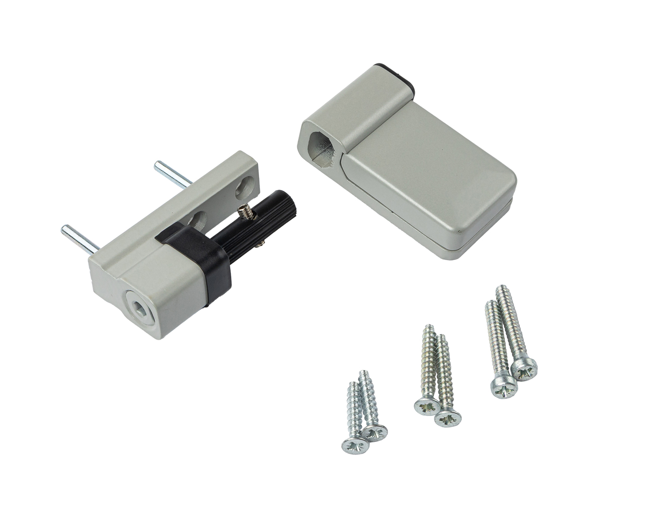 Петля дверная Elementis K-S (15-20 мм), на 100кг., серый RAL9006 (зашлушки чёрн.). Рис. 1