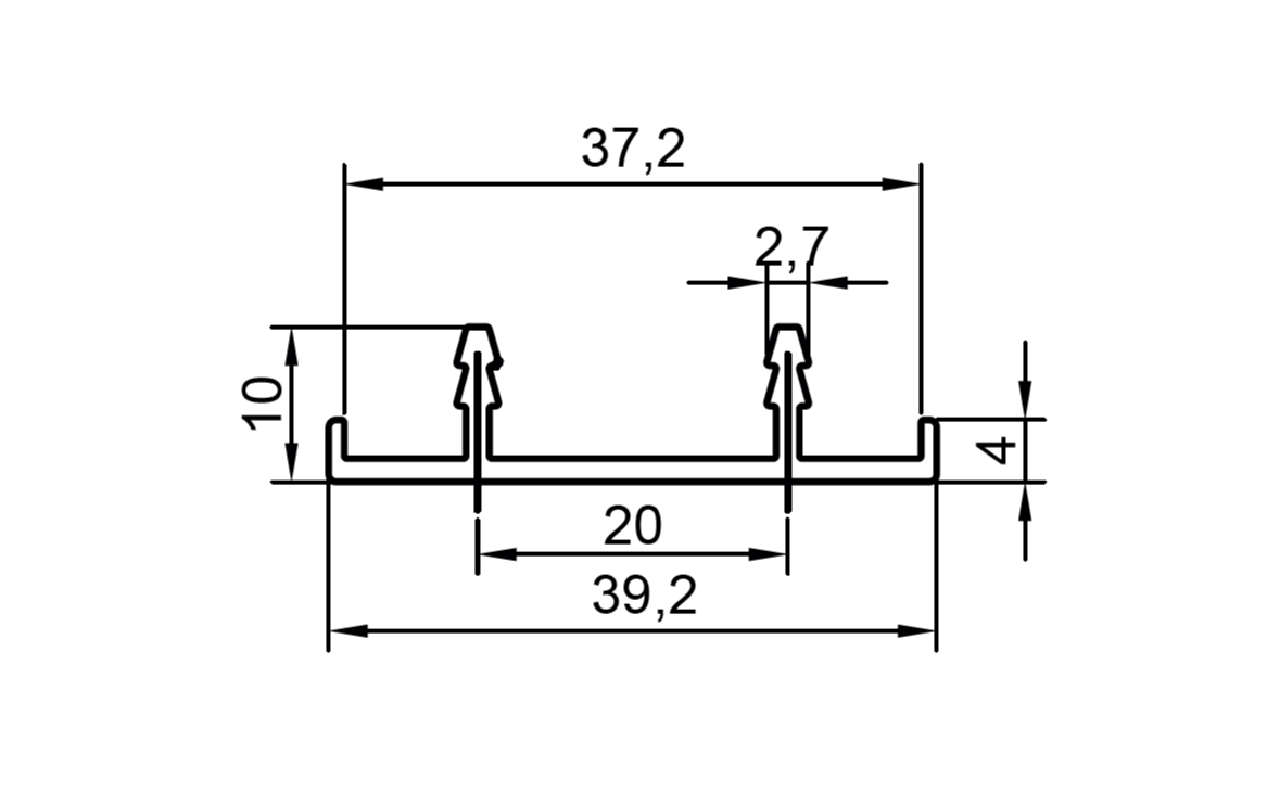 Профиль кромка дверного полотна, алюминий, L=6100 мм, серебро. Рис. 2 Профиль кромка дверного полотна, алюминий, L=6100 мм, серебро. Рис. 2