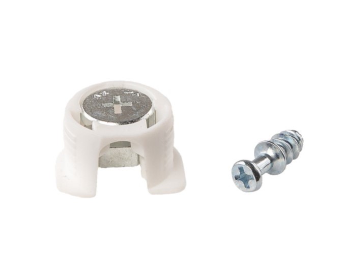 Стяжка-полкодерж. д/плиты 16 мм, +дюбель L=7.5 мм FIRMAX, цинк, никель, пласт, белая (2 части). Рис. 2