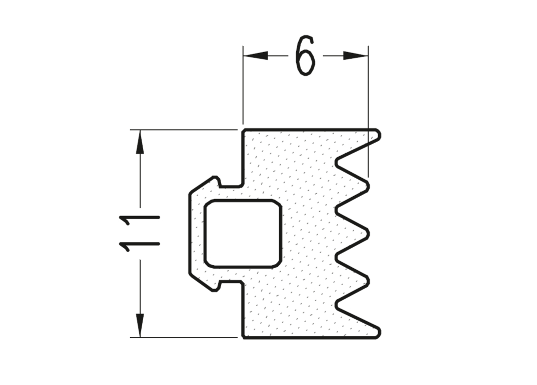 Уплотнитель Алюстарт на профиль-порог, 6 мм, EPDM, черный. Рис. 3