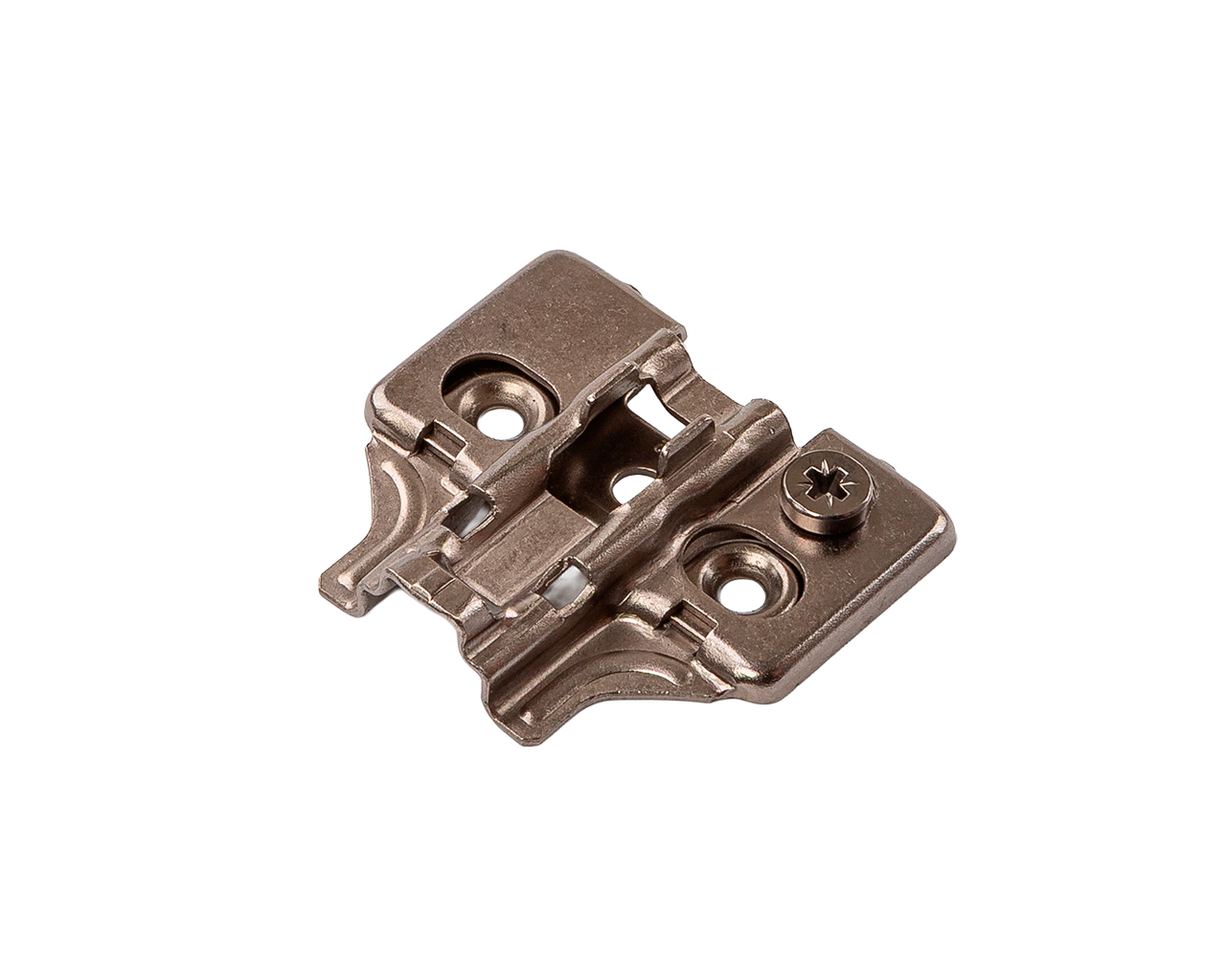 Планка монтажная для петель Alphalux  Titan, Clip-on, H=4, крестовая, под саморез, с эксцентриковой регулировкой, титан. Рис. 1