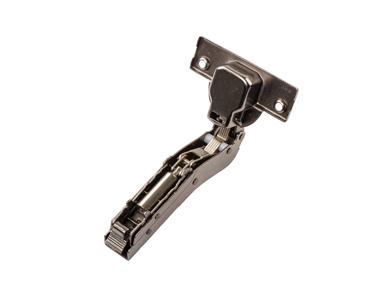 Петля для Угловых +45 дверей Alphalux Clip-On, Soft-Close, с евровинтами 6,3*10 мм в чашке, угол открывания 100°, 52 мм, чашка 35 мм, титан. Рис. 2