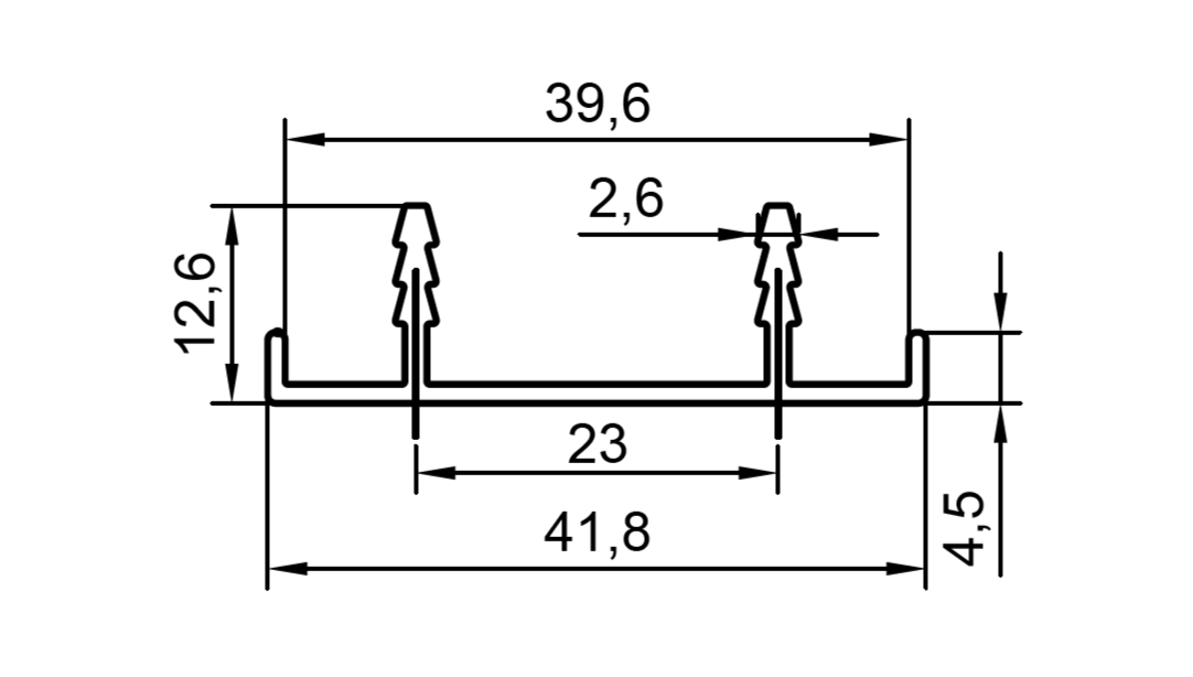 Профиль кромка дверного полотна, алюминий, L=6100 мм, черный. Рис. 1