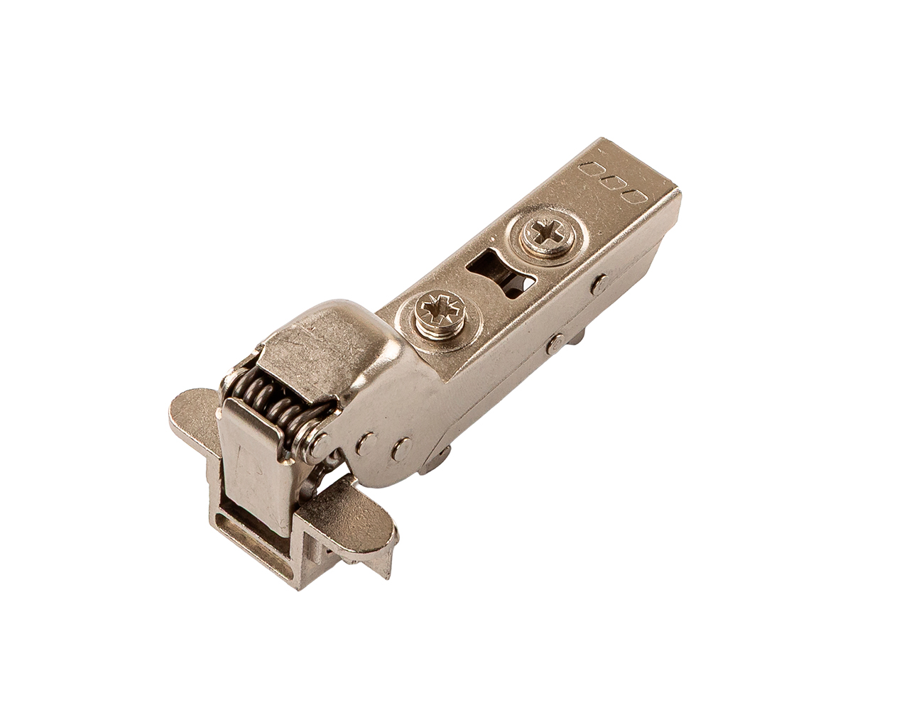 Петля для вкладных дверей с фасадом из алюминиевой рамки Alphalux Clip-On, c доводчиком, угол открывания 100°, никель. Рис. 3