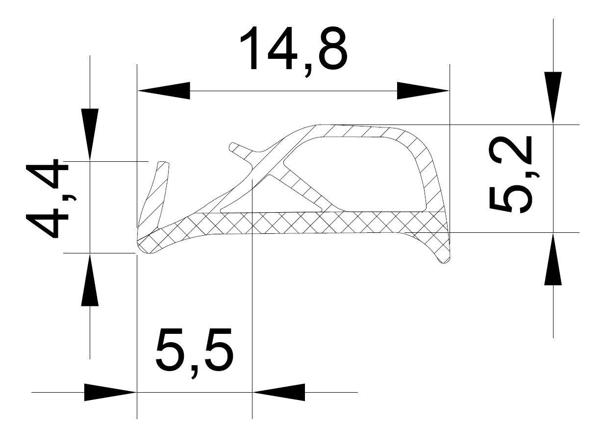 Уплотнитель контурный для межкомнатных дверей ELEMENTIS, ТЭП, светло-серый. Рис. 2