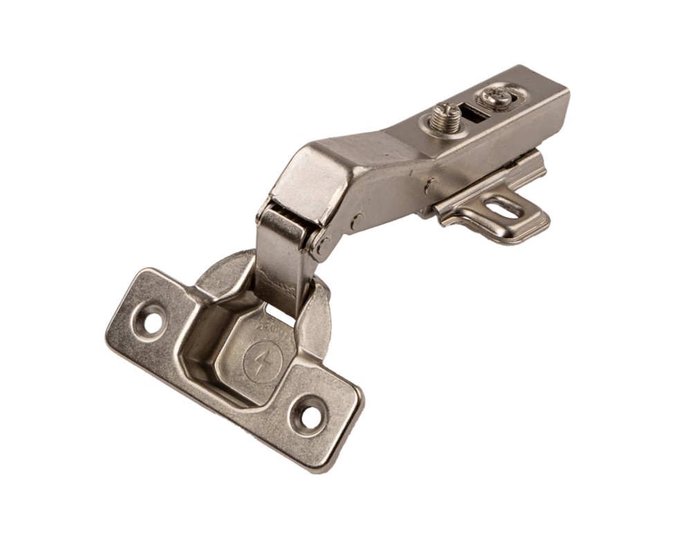 Петля угловая +45 Clip-On с доводчиком, 87 гр, с монтажной планкой H=2 мм в сборе, под саморез, 45 мм, 35 мм чашка. Рис. 1