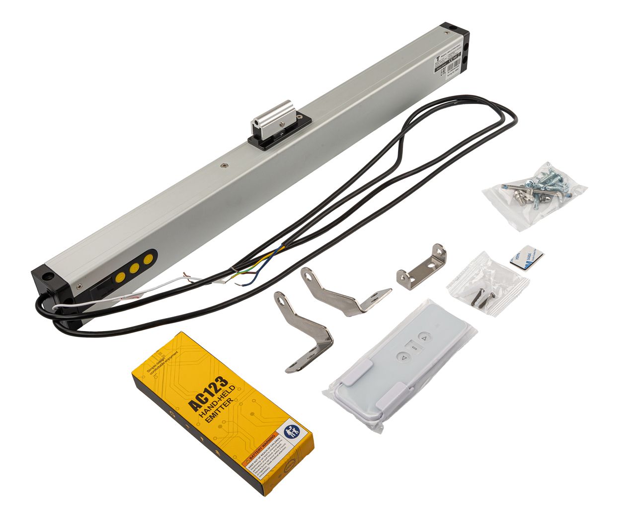 Электропривод цепной PRO Синхро с регулировкой выхода до 400мм с встроенным радиомодулем, пульт в комплекте, 230В, серый