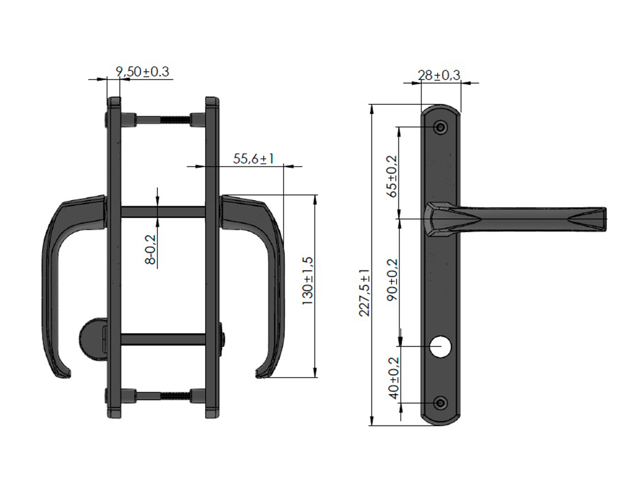 Гарнитур нажимной подпружиненный DENIZ, 25/92 Белый RAL9016. Рис. 3
