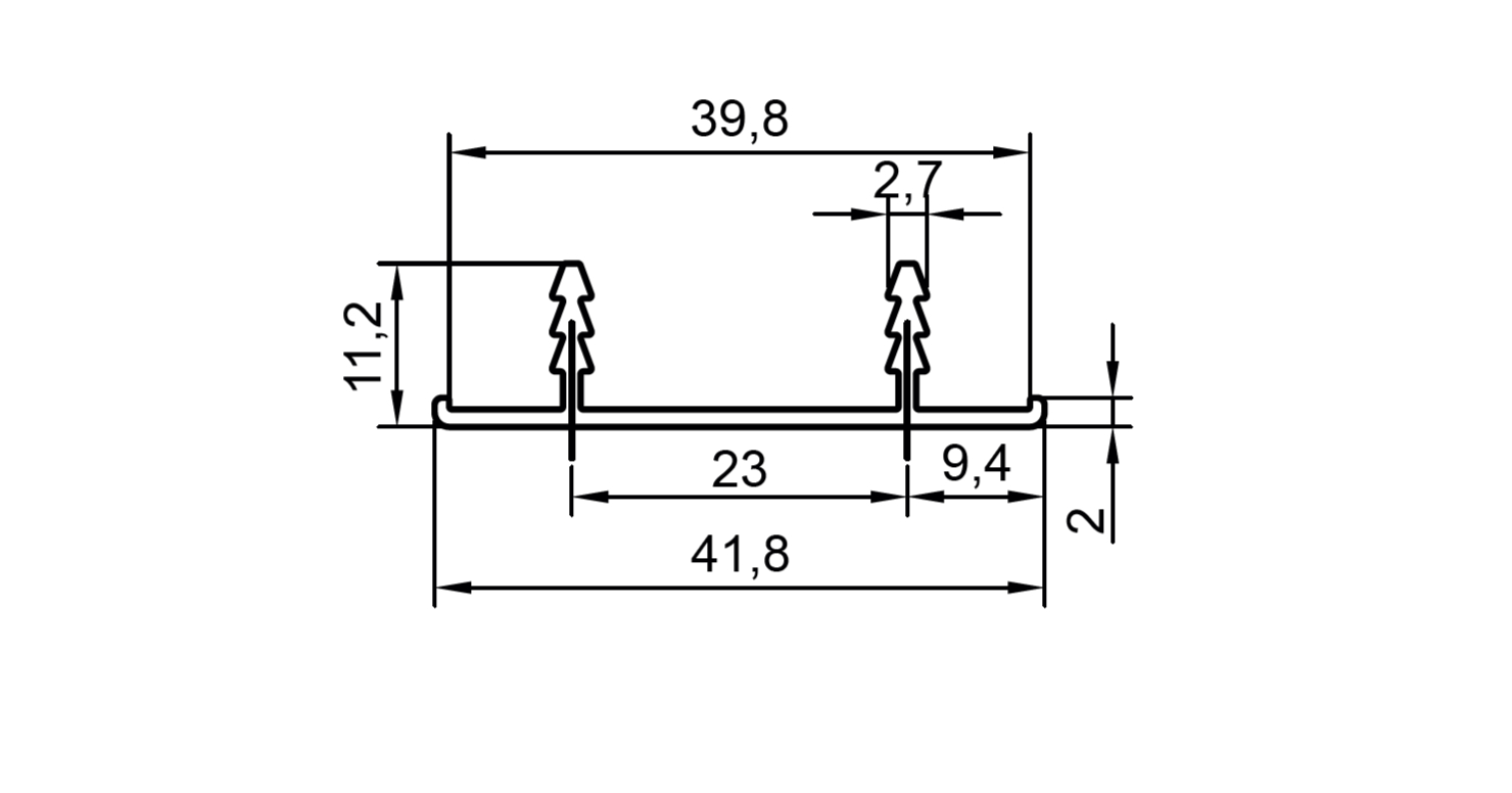 Профиль кромка дверного полотна, алюминий, L=6100 мм, серебро. Рис. 2 Профиль кромка дверного полотна, алюминий, L=6100 мм, серебро. Рис. 2