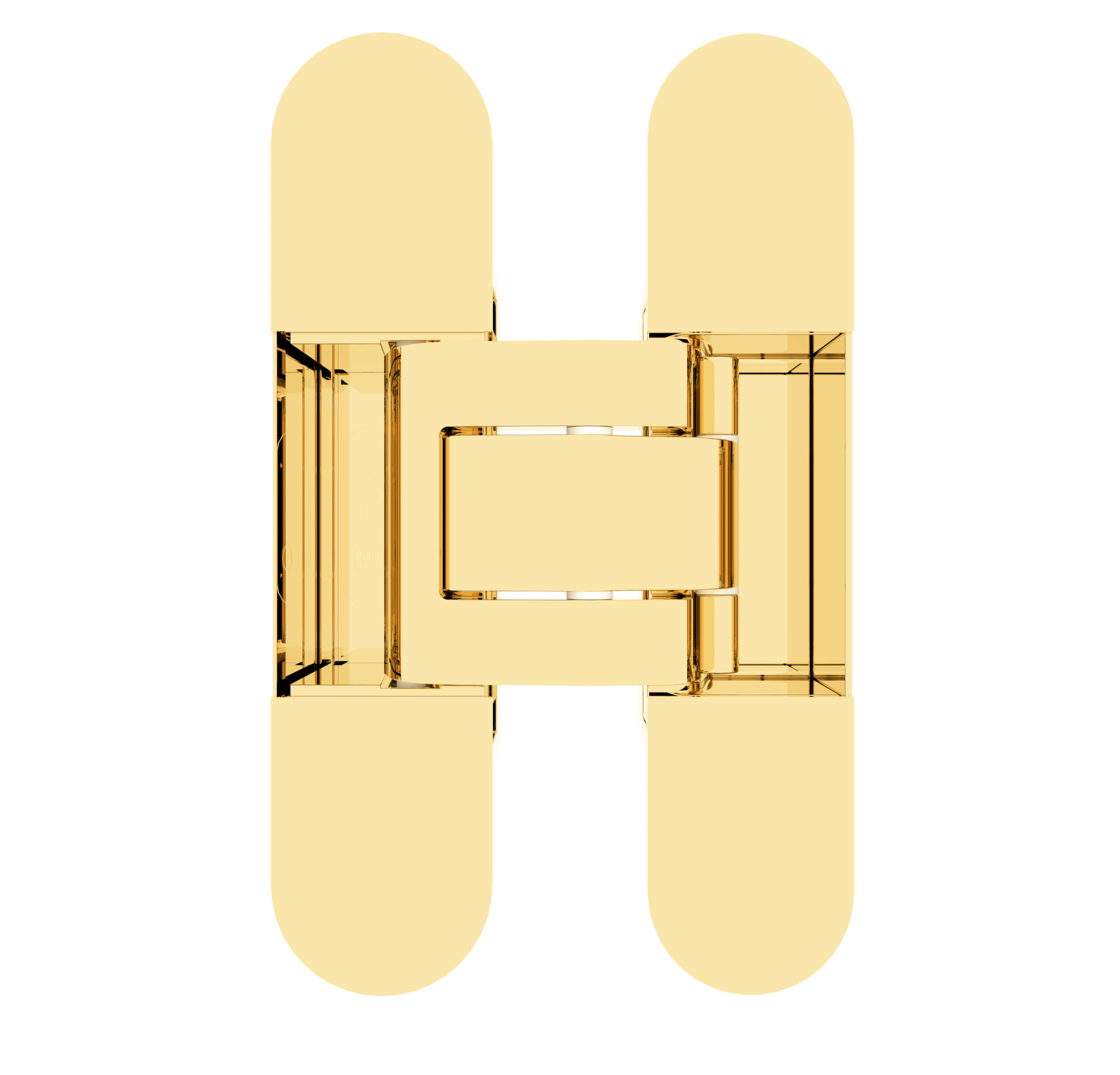 (1 кор.=2 петли) Петля скрытая ELEMENTIS, универсальная, 3D, 130x28/30 мм, 60 кг, цамак, цвет золото полированное. Рис. 1