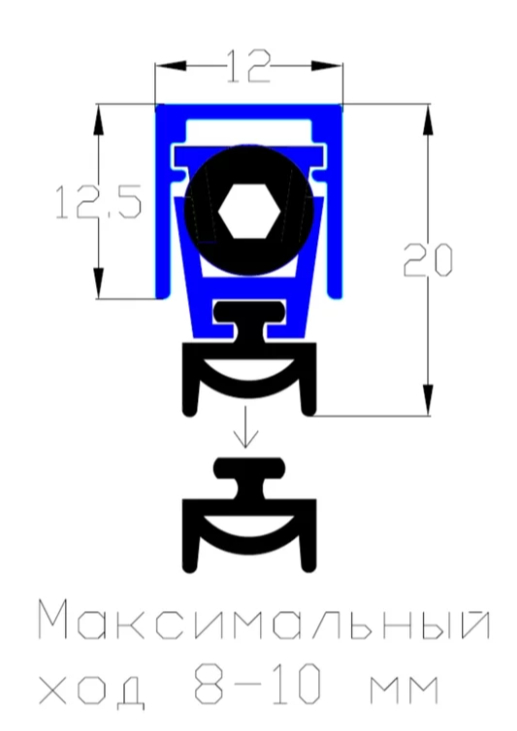 Уплотнитель пороговый, длина 620 мм, в паз 12x12.5 мм. Рис. 3 Уплотнитель пороговый, длина 620 мм, в паз 12x12.5 мм. Рис. 3