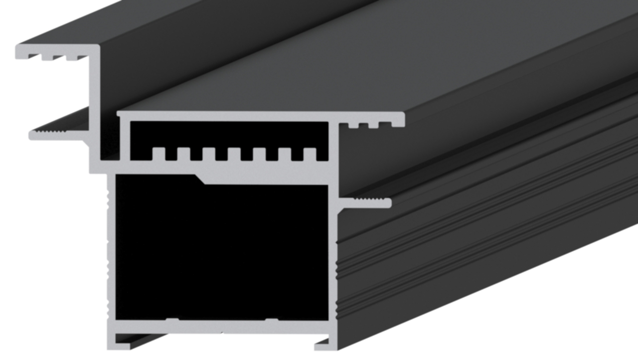 Профиль дверной коробка, алюминий, L=6100мм, анодированный, черный