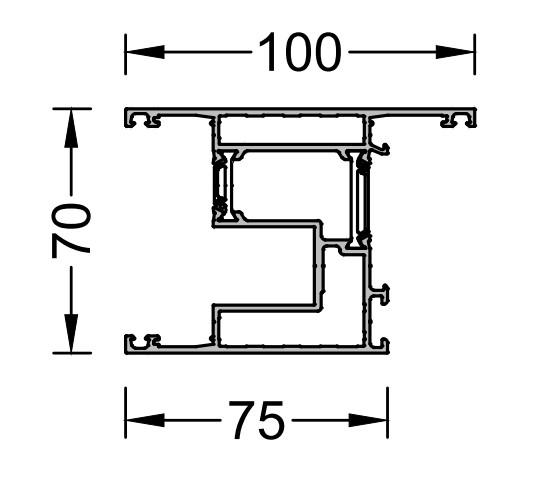 створка  S158, 100/75 мм, 6,0 м RAL9016. Рис. 1